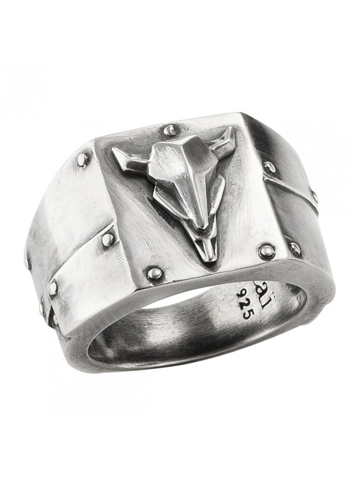 cai Ring Silver 925 oxidised bull's head - Image 1