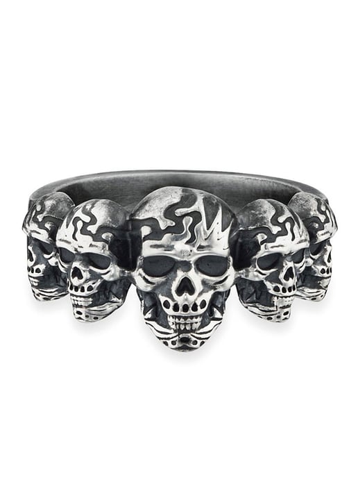cai Ring 925/- Sterling silver matt oxidised skull - Image 1