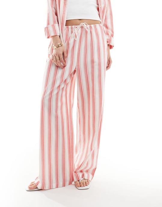 ASOS DESIGN pull on trouser in red deckchair stripe - Image 3