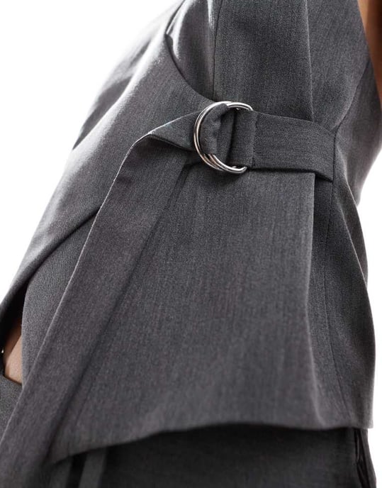 COLLUSION co-ord tailored fitted waistcoat in charcoal grey - Image 2