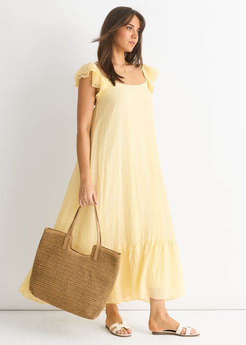 Lemon Ruffle Short Sleeve Viscose Maxi Dress - Image 3