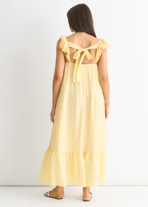 Lemon Ruffle Short Sleeve Viscose Maxi Dress - Image 4