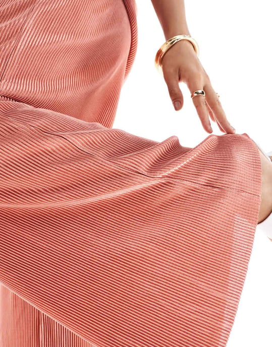 ONLY plisse wide leg trouser co-ord in dusky pink - Image 4