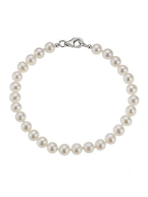 Zeeme Pearls Bracelet Silver 925 rhodium-plated with white pearls 6mm - Image 3