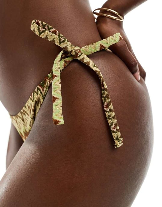 Hunkemoller tieside bikini bottom in abstract print - Image 4