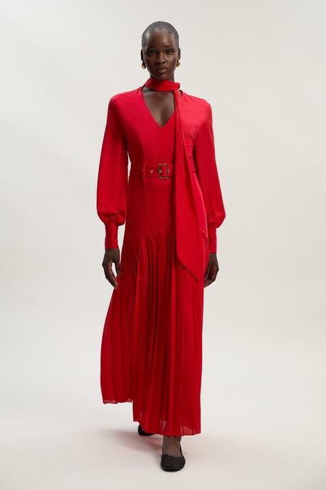 Jersey Ponte Georgette Mix Midi Dress - Image 1