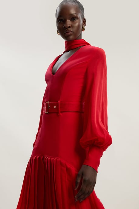 Jersey Ponte Georgette Mix Midi Dress - Image 2