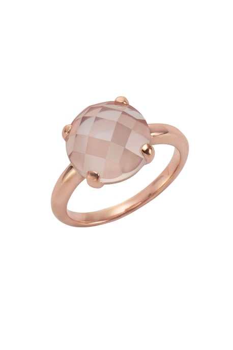 Jamelli Ring 925 Sterling silver rose gold-plated with genuine rose quartz 12mm - Image 1