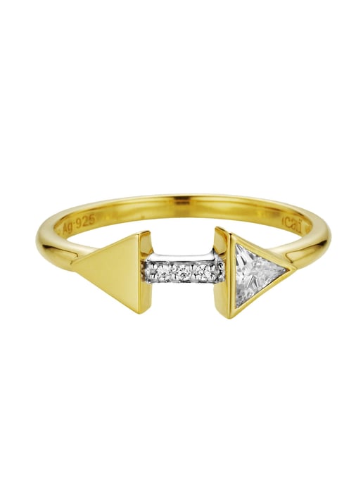 cai Ring 925/- silver gold-plated zirconia arrows - Image 1