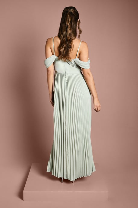 Bardot Pleated Maxi Bridesmaid Dress - Image 3