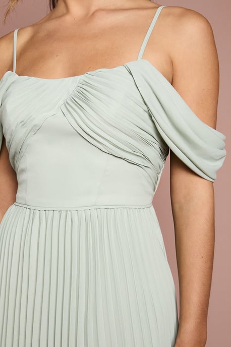 Bardot Pleated Maxi Bridesmaid Dress - Image 5