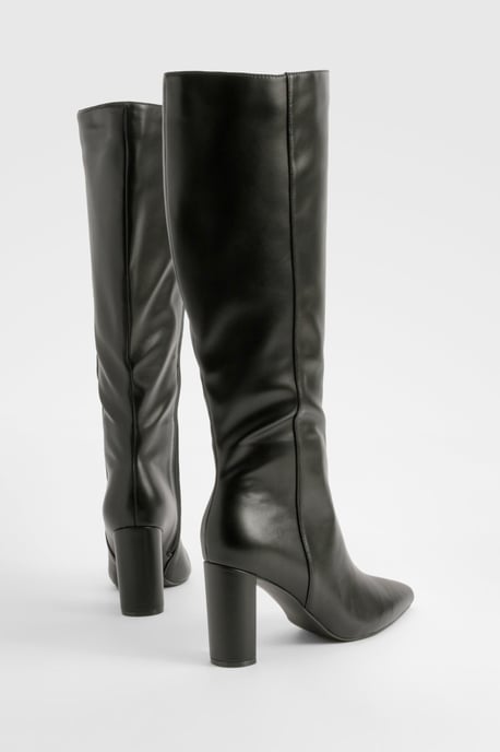 Wide Fit Pointed Toe Knee High Boots - Image 4