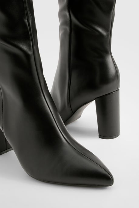 Wide Fit Pointed Toe Knee High Boots - Image 6