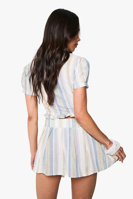 Stripe Pleated Mini Skirt - Image 2