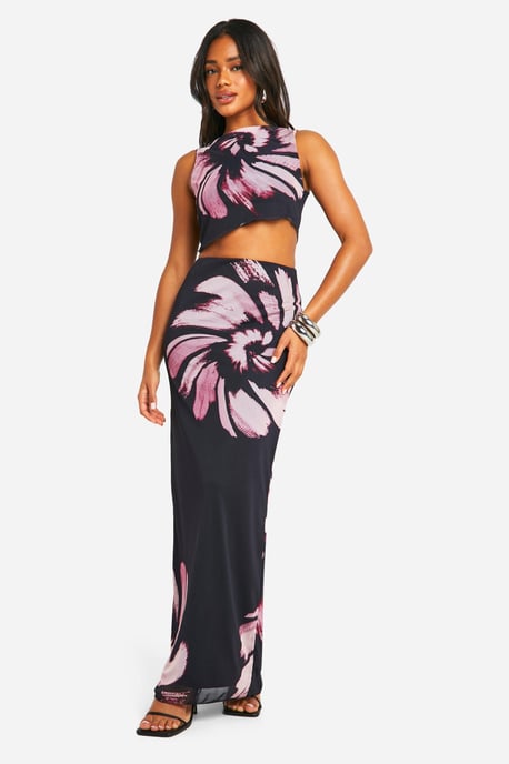 Asymmetric Printed Slash Neck Top - Image 3