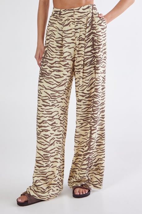 Zebra Print Linen Tailored Trousers - Image 2