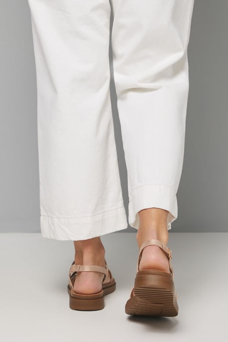 Good For The Sole: Wide Fit Ali Comfort Asymmetric Strap Low Wedge Sandals - Image 3