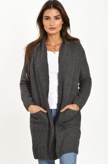 Ribbed Open Front Cardigan - Image 2