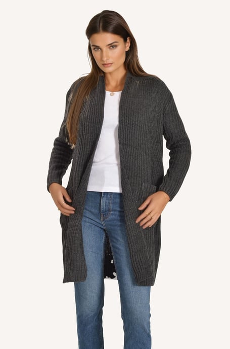 Ribbed Open Front Cardigan - Image 3