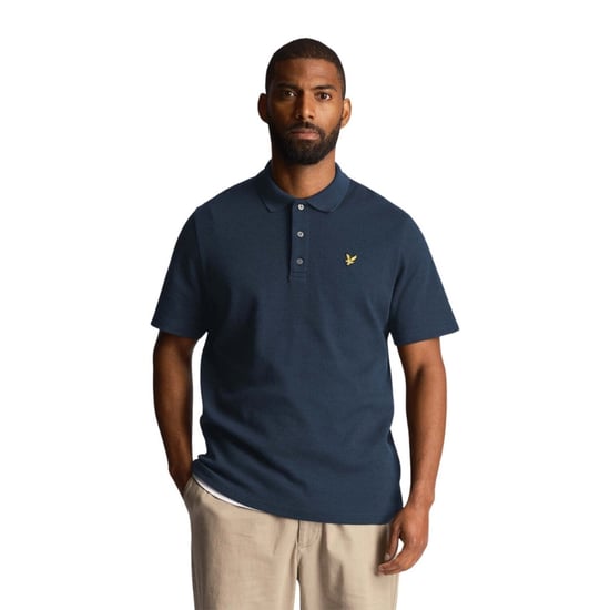 Lyle &amp; Scott - Marinblå Pikétröja Med Tonal Textur - Image 2