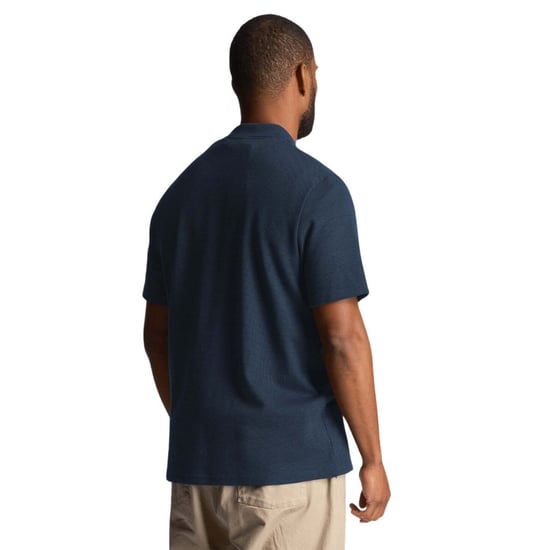 Lyle &amp; Scott - Marinblå Pikétröja Med Tonal Textur - Image 3