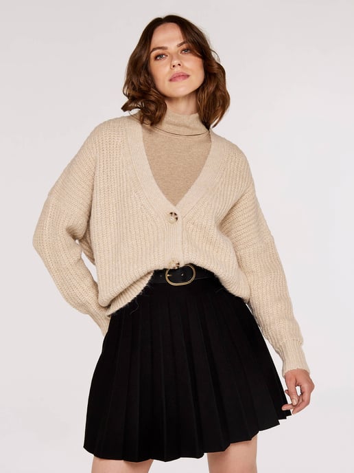 Apricot Knit Boyfriend Cardigan - Image 1
