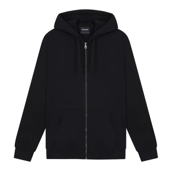 Lyle & Scott Tonal Eagle Jet Black Zip Through Hoodie - Image 1