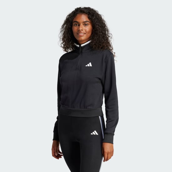 Essentials Color Pop French Terry Crop Quarter-Zip Track Jacket - Image 1
