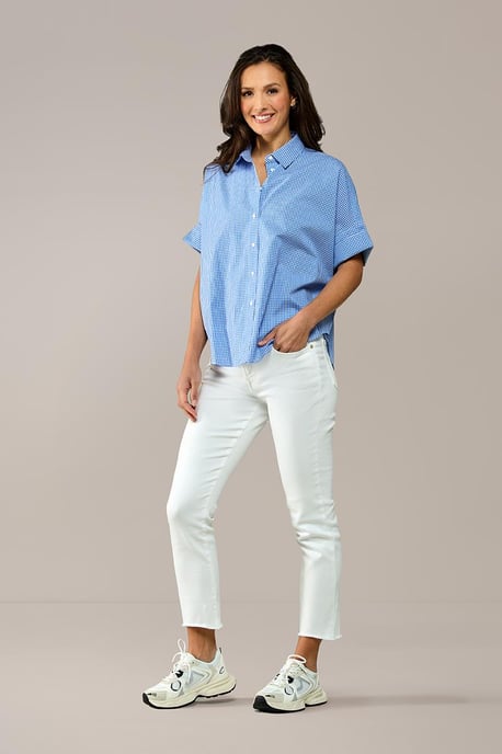 Caroline Tensen Leeds Oversized Check Blouse Wit / Navy - Image 2