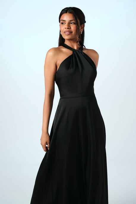 Coast Honoured Petite Twist Halterneck Satin Maxi Bridesmaid Dress - Image 2