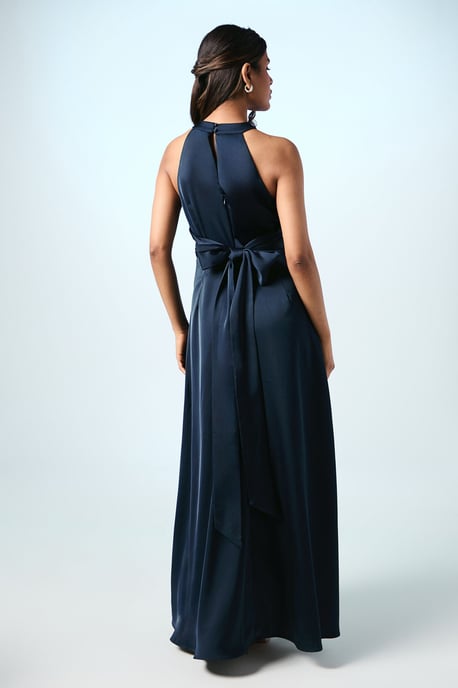 Coast Honoured Petite Twist Halterneck Satin Maxi Bridesmaid Dress - Image 4
