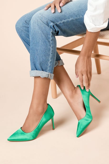 Wide Fit Dash Satin Pointed High Stiletto Heel Court Shoes - Image 1