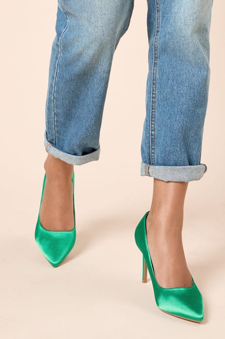 Wide Fit Dash Satin Pointed High Stiletto Heel Court Shoes - Image 2