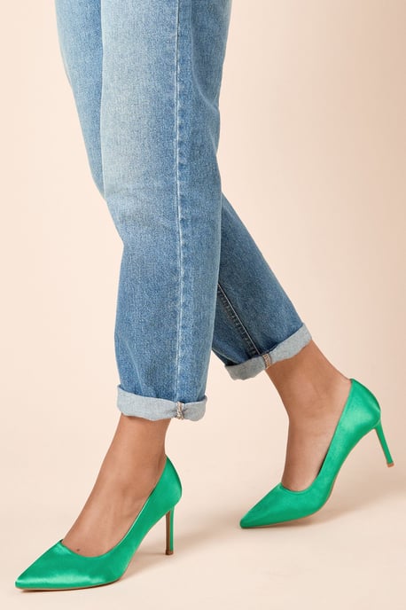 Wide Fit Dash Satin Pointed High Stiletto Heel Court Shoes - Image 3