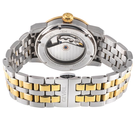 Gevril Men's Madison 316L Stainless Steel IPYG  Case, Silver/Black Dial, Two toned SS/IPYG Bracelet. - Image 2