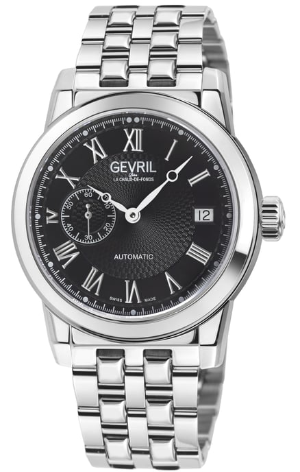 Gevril Men's Madison 316L Stainless Steel Case, Black Dial, 316L Stainless Steel Bracelet. - Image 1