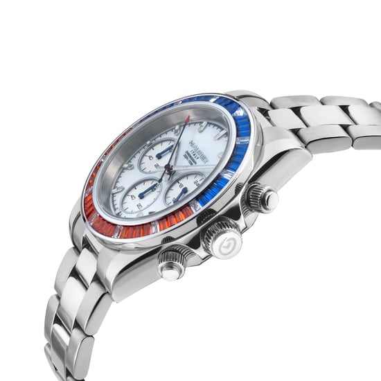 Arcobaleno 316L Stainless Steel Case, Blue/Orange Bezel, White Dial, Stainless steel Bracelet Watch - Image 3