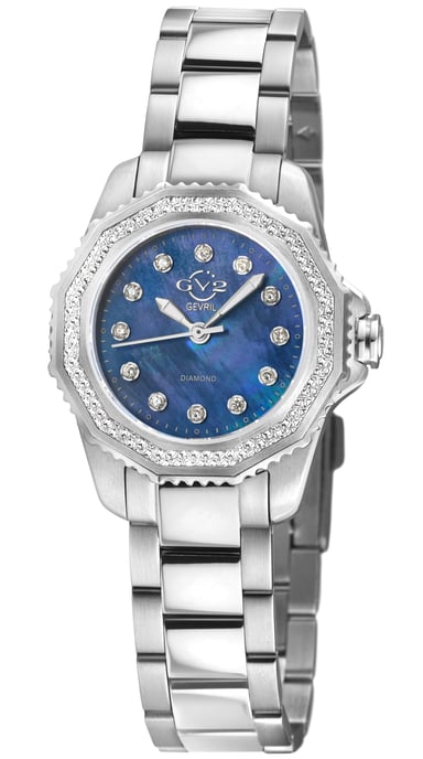 GV2 Womens Cortina 316L Stainless Steel, Blue MOP Dial, 316L Stainless Steel Bracelet. - Image 1