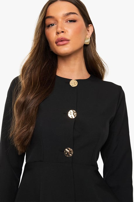 Gold Button Peplum Tailored Top - Image 4