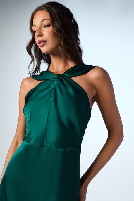 Twisted Halterneck Satin Maxi Dress - Image 4