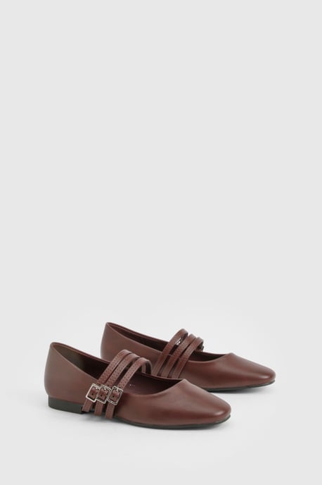 Triple Strap Mary Jane Ballet Flats