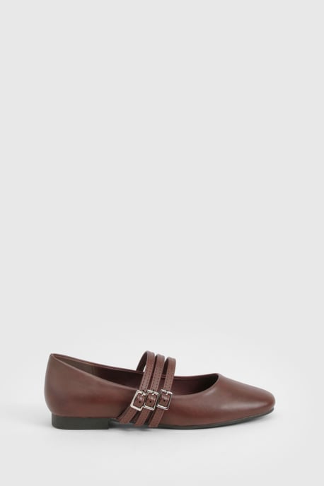 Triple Strap Mary Jane Ballet Flats