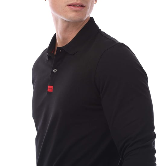 Men's Hugo Boss Deresolo222 Long Sleeve Polo Shirt in Black - Image 2