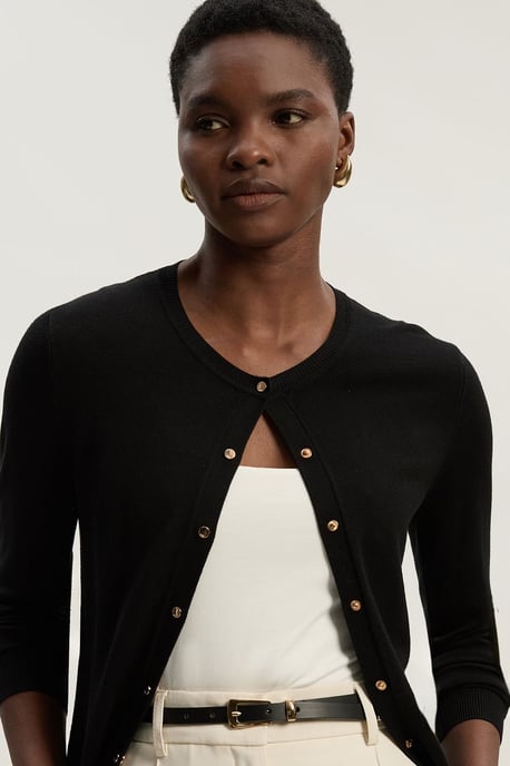 Viscose Blend Popper Knitted Cardigan - Image 2
