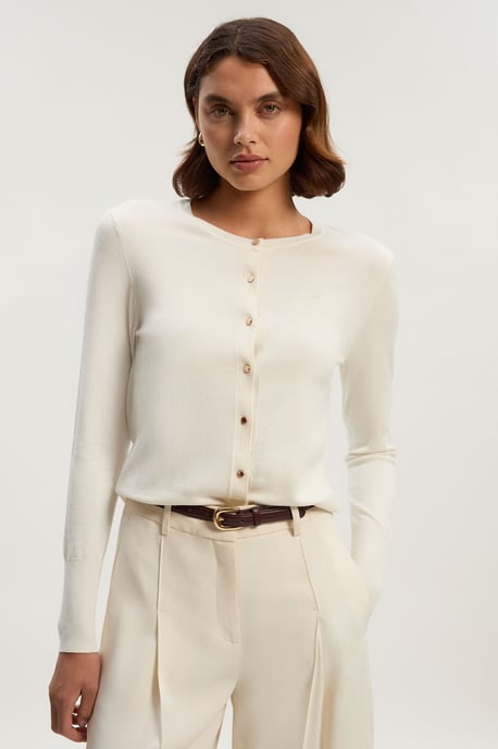Viscose Blend Popper Knitted Cardigan - Image 3