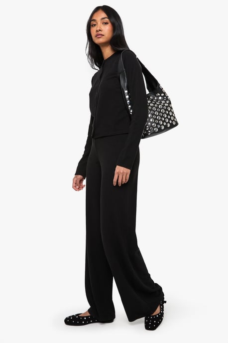 Rib Cardigan and Wide Leg Trouser Co-ord - Image 3