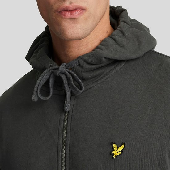 Heren Lyle And Scott Zip Through Hoodie in Gunmetal - Image 4