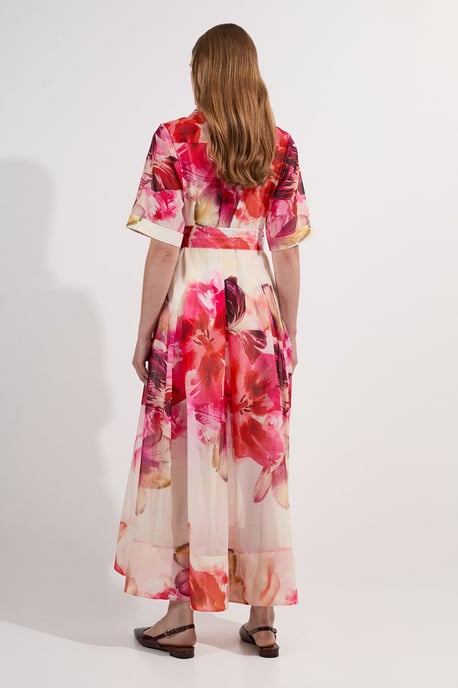 Floral Organdie Woven Midi Shirt Dress - Image 5