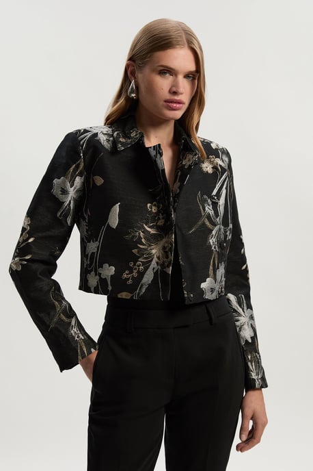 Floral Jacquard Tailored Jacket - Image 1
