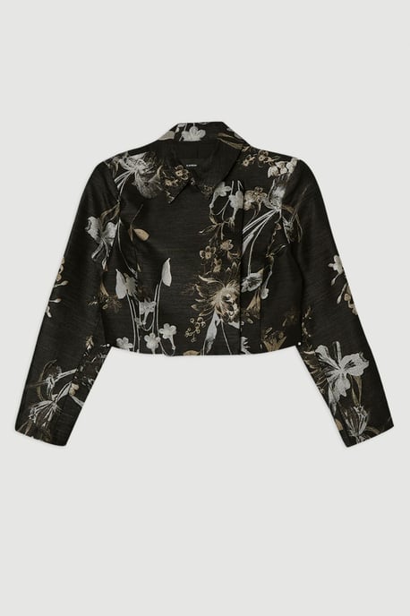 Floral Jacquard Tailored Jacket - Image 4